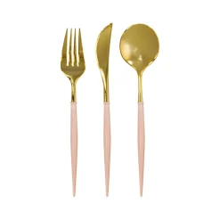 New Sophistiplate Fancy Blush Pink and Gold Cutlery
