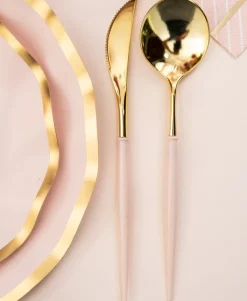 New Sophistiplate Fancy Blush Pink and Gold Cutlery