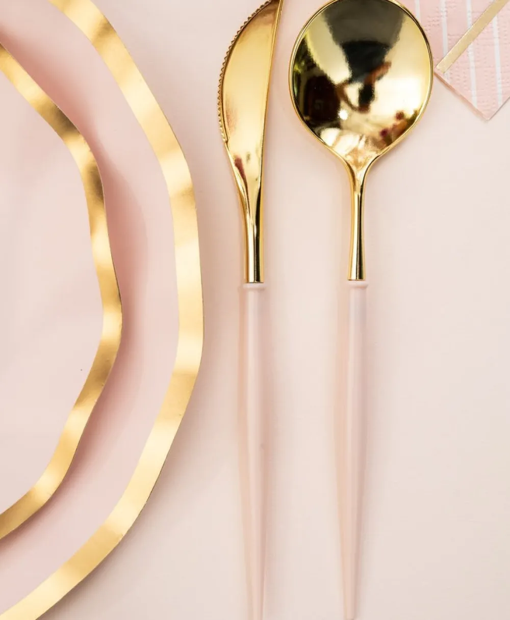 New Sophistiplate Fancy Blush Pink and Gold Cutlery