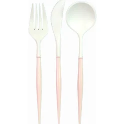 New Sophistiplate Fancy Blush Pink and White Cutlery