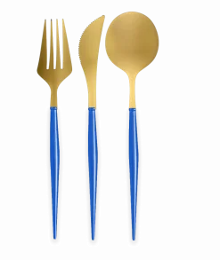 Sale Sophistiplate Fancy China Blue & Gold Cutlery