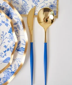 Sale Sophistiplate Fancy China Blue & Gold Cutlery