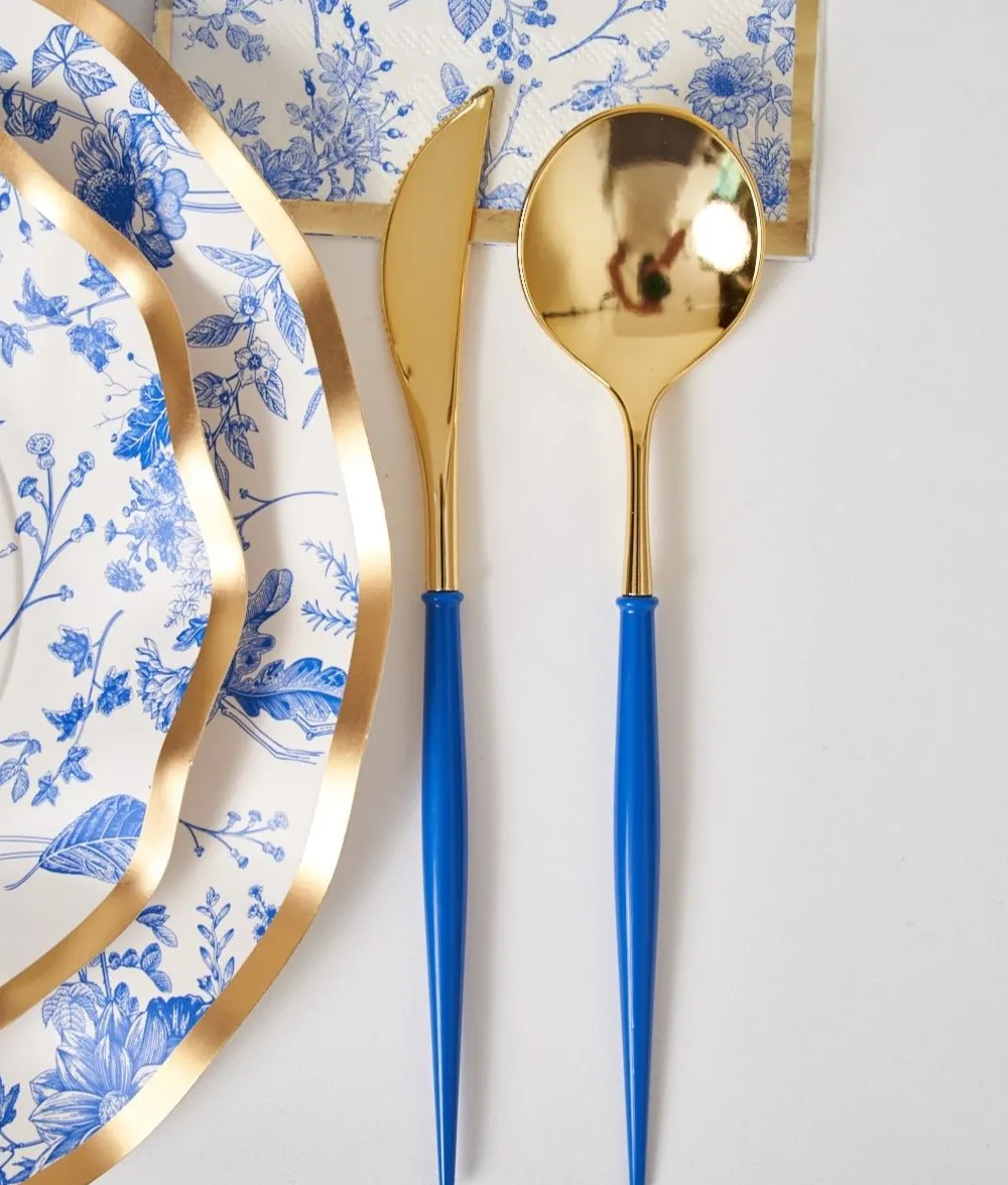Sale Sophistiplate Fancy China Blue & Gold Cutlery