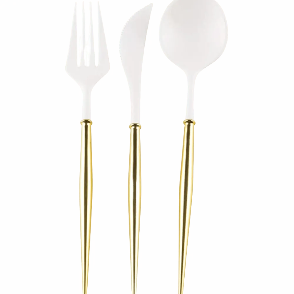 Sophistiplate Fancy Gold and White Cutlery