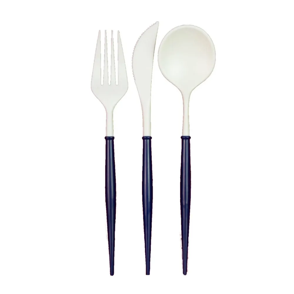 Sophistiplate Fancy Navy & White Cutlery