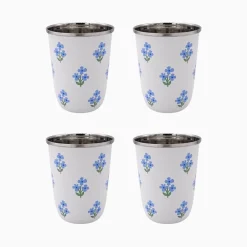 Best Trudie Floral Blue Short Enamelware Tumblers - Set of 4