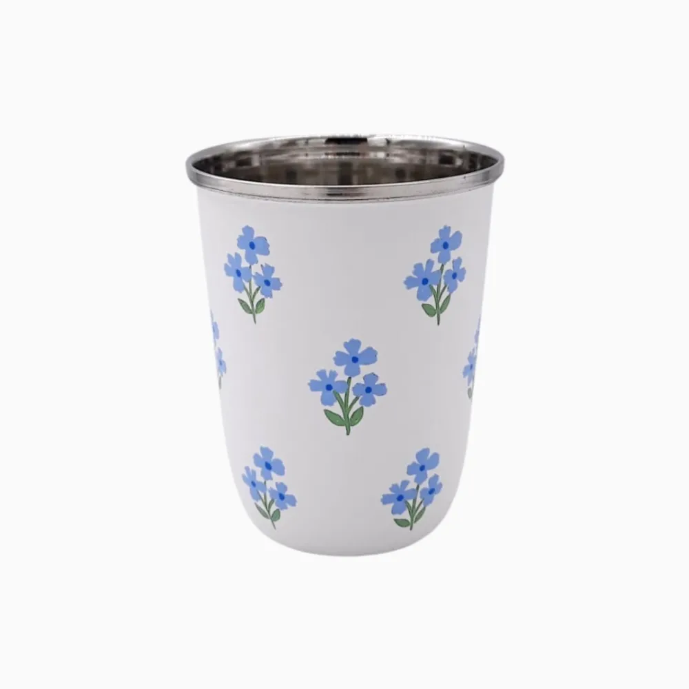 Best Trudie Floral Blue Short Enamelware Tumblers - Set of 4