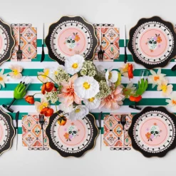 Sale Bonjour Fete Floral Halloween Skulls & Spiders Dinner Napkins