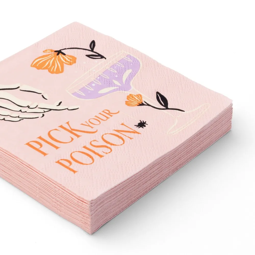 Discount Bonjour Fete Floral Halloween Skulls & Spiders Cocktail Napkins