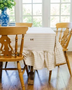 Sale Galley and Fen Flower and Stripes Ruffled Tablecloth