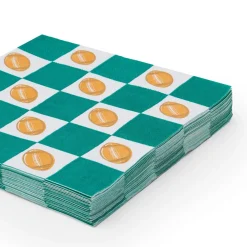 Bonjour Fete Football & Green Checker Large Napkins