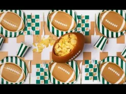 Bonjour Fete Football & Green Checker Large Napkins