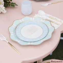 Discount Bonjour Fete Fresh Mint Regency Stripe Dinner Plates