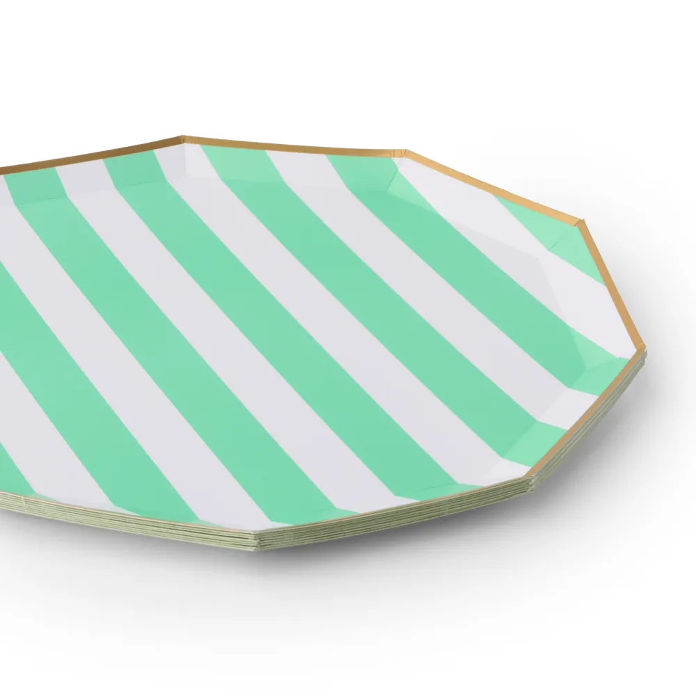 Discount Bonjour Fete Fresh Mint Signature Cabana Stripe Large Plates