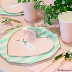 Discount Bonjour Fete Fresh Mint Signature Cabana Stripe Large Plates