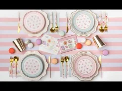 Bonjour Fete Fresh Mint Watercolor Floral Dessert Plates