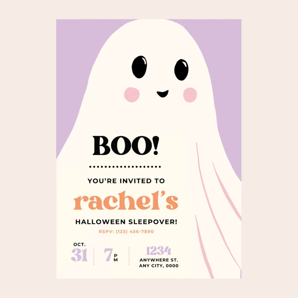 Online Bonjour Fete Frills and Thrills Ghost Party Digital Party Invitation