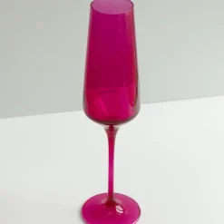 New Estelle Colored Glass Fuchsia Champagne Flute Set