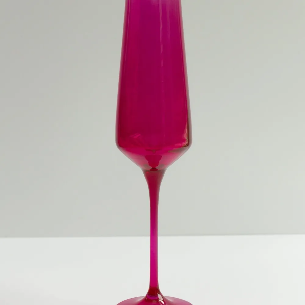 New Estelle Colored Glass Fuchsia Champagne Flute Set