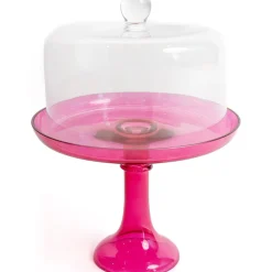 Clearance Estelle Colored Glass Fuchsia Glass Cake Stand