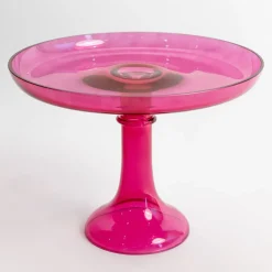 Clearance Estelle Colored Glass Fuchsia Glass Cake Stand