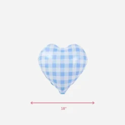 Hot Partybarco Gingham Blue Heart Foil Balloon