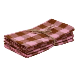 Online Heather Taylor Home Gingham Candy Nutmeg & Pink Napkins