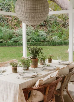 Sale Heather Taylor Home Gingham Cream Tablecloth