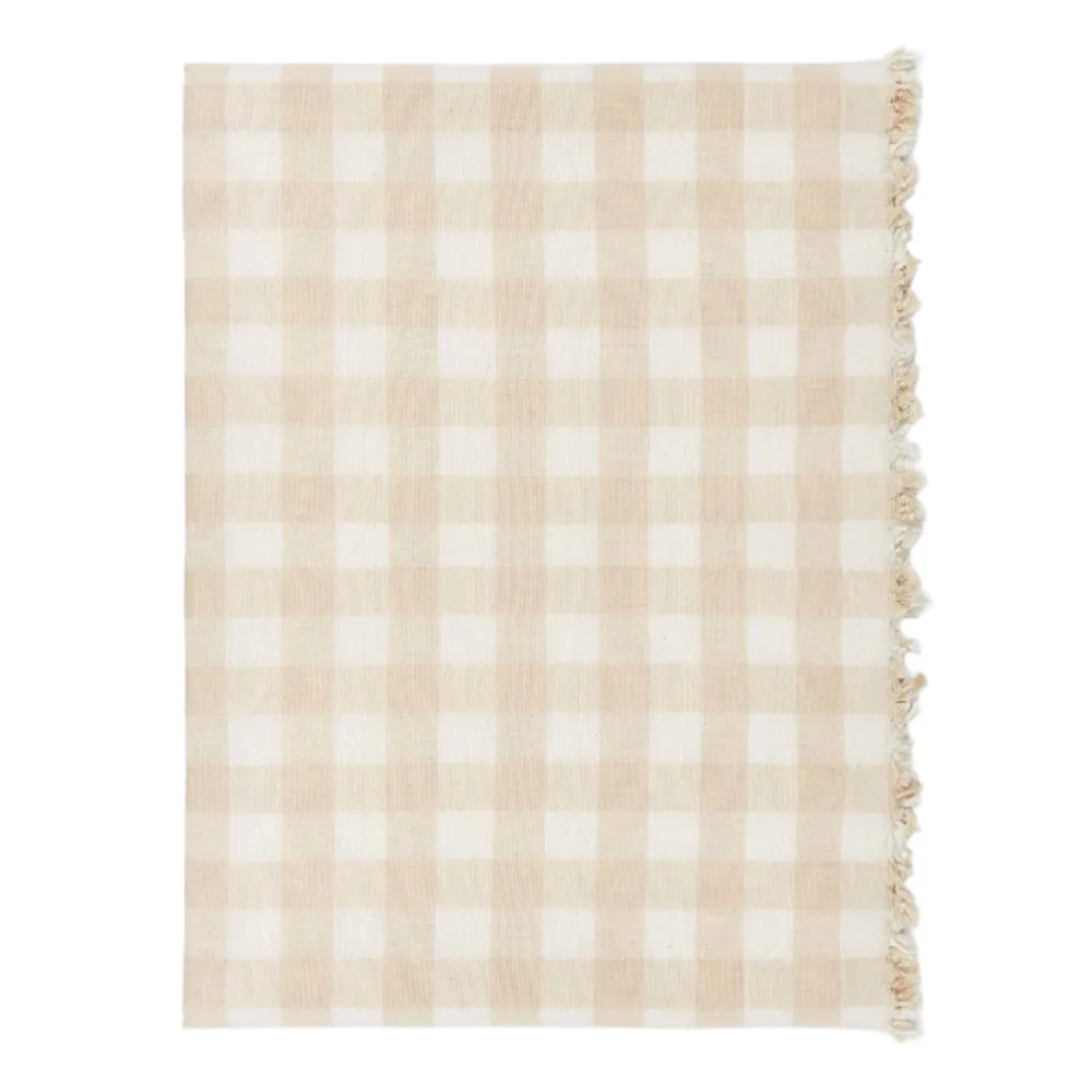 Sale Heather Taylor Home Gingham Cream Tablecloth