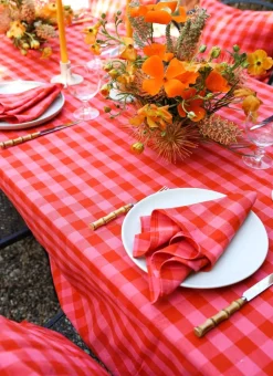 Online Heather Taylor Home Gingham Guava Tablecloth