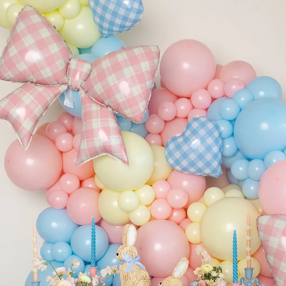Outlet Partybarco Gingham Pink Bow Foil Balloon
