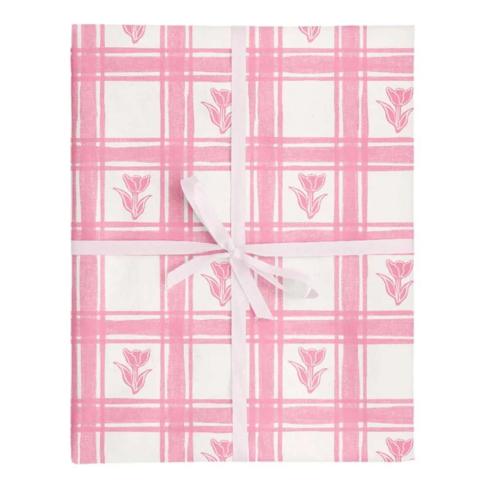 Sale Vivie and Ash Gingham Tulips Wrapping Paper