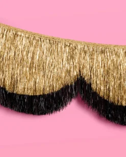Hot xo, Fetti Gold & Black Scallop Fringe Banner