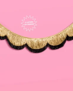 Hot xo, Fetti Gold & Black Scallop Fringe Banner
