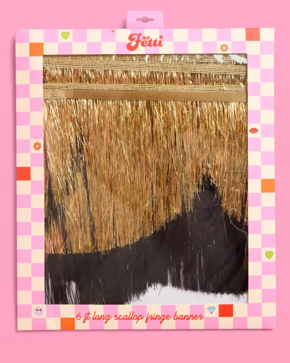 Hot xo, Fetti Gold & Black Scallop Fringe Banner