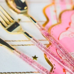 New Packed Party Gold & Pink Confetti Cutlery