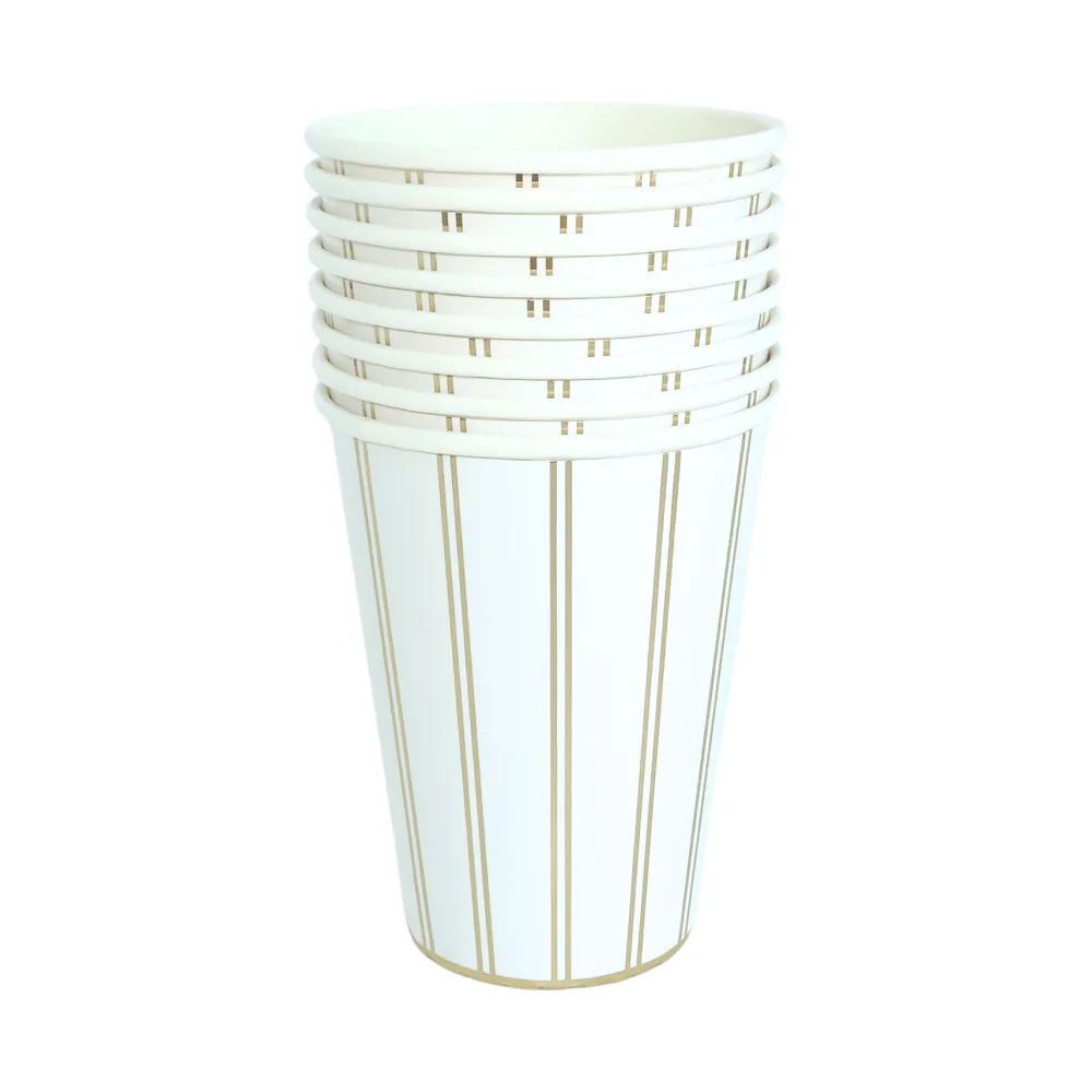 Clearance Bonjour Fete Gold Signature Stripe Cups