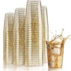 Crown Display Gold Sparkle Reusable Tumblers