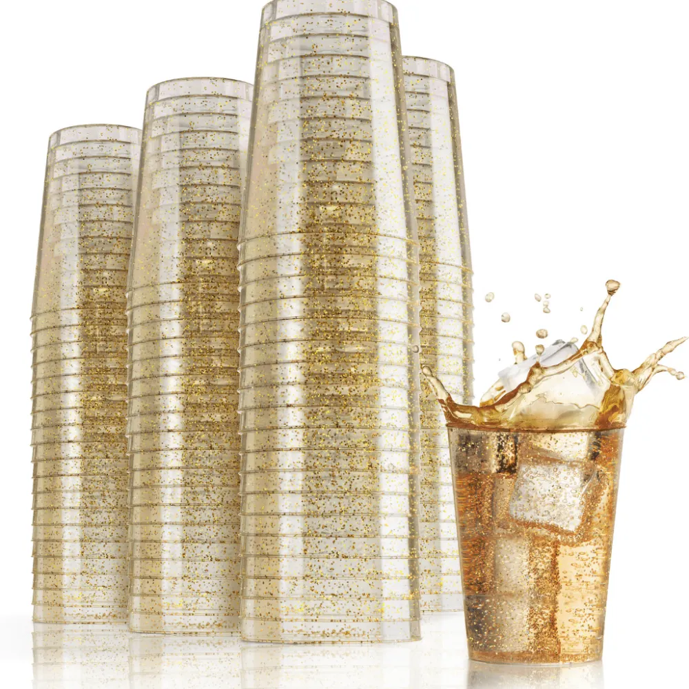 Crown Display Gold Sparkle Reusable Tumblers