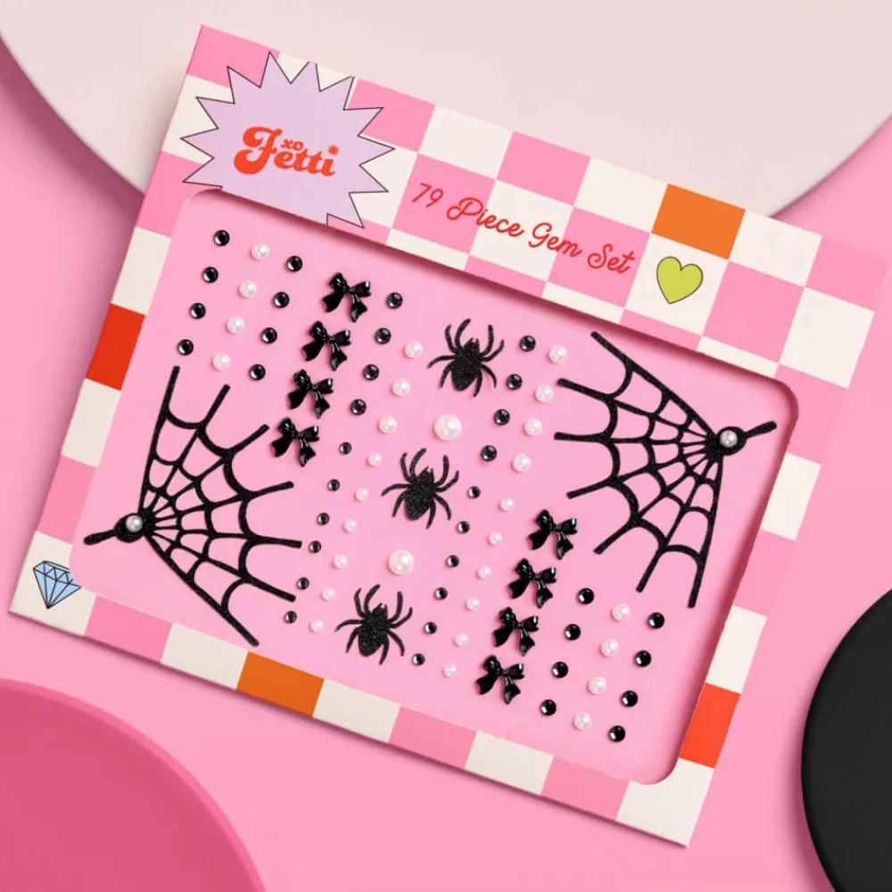 New xo, Fetti Gothic Halloween Face Gems - Pearl & Bow Set