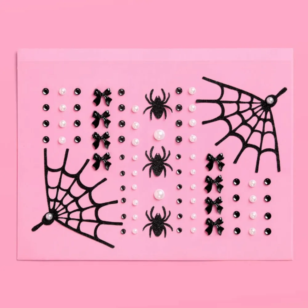 New xo, Fetti Gothic Halloween Face Gems - Pearl & Bow Set