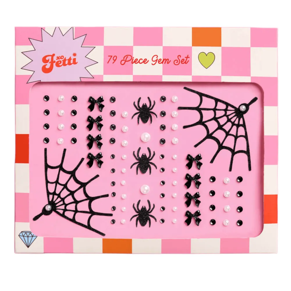 New xo, Fetti Gothic Halloween Face Gems - Pearl & Bow Set