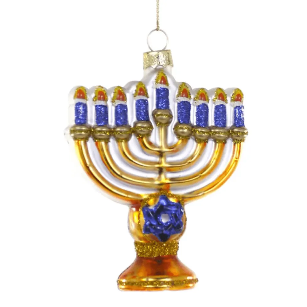 Sale Cody Foster Co. Hanukkah Menorah Glass Candle Ornament by Cody Foster