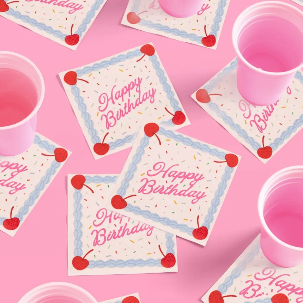 Hot xo, Fetti Happy Birthday Cake Napkins