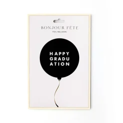 New Bonjour Fete Happy Graduation Black Foil Balloon