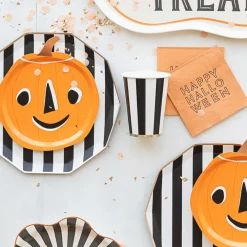 Best Bonjour Fete Happy Halloween Orange Cocktail Napkins