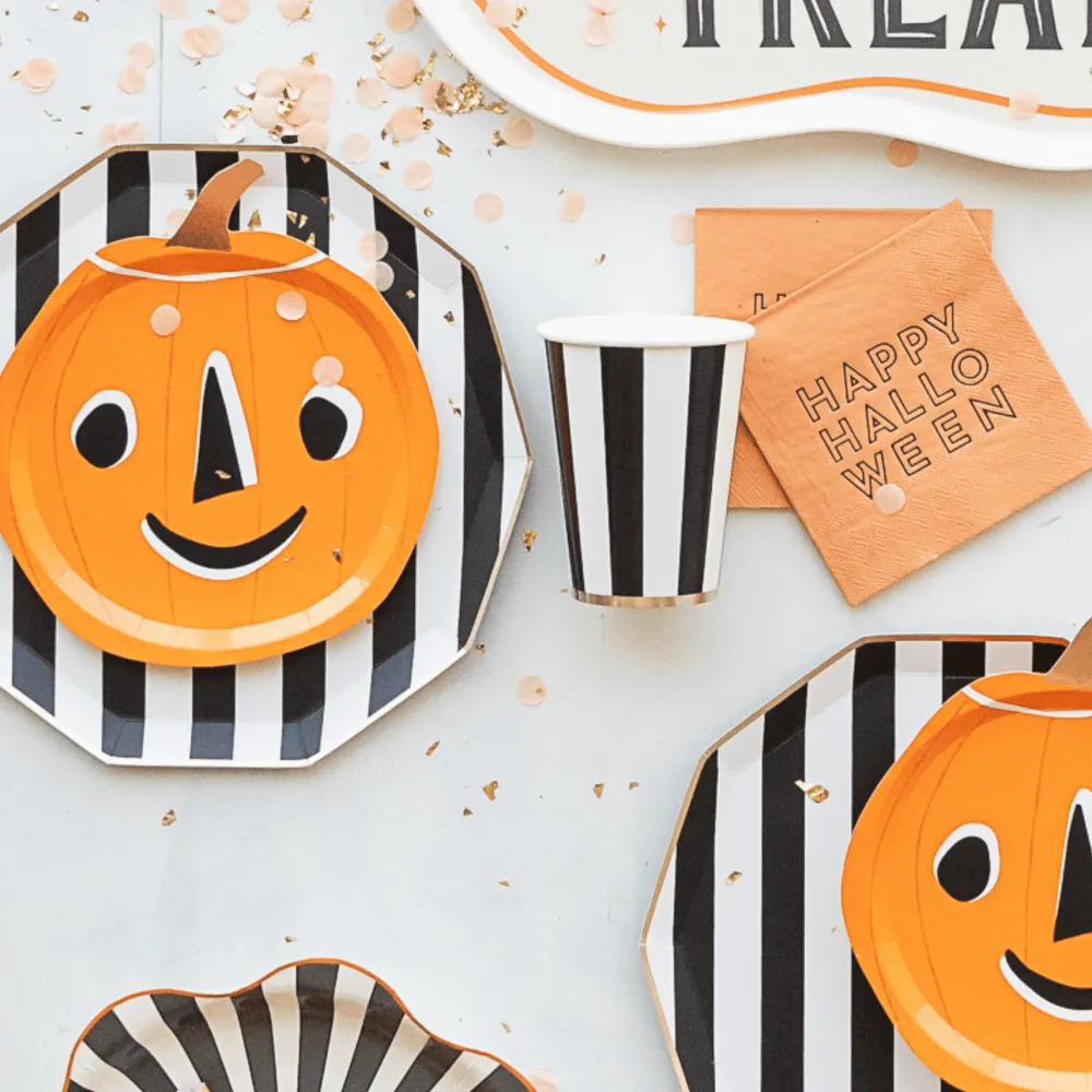 Best Bonjour Fete Happy Halloween Orange Cocktail Napkins