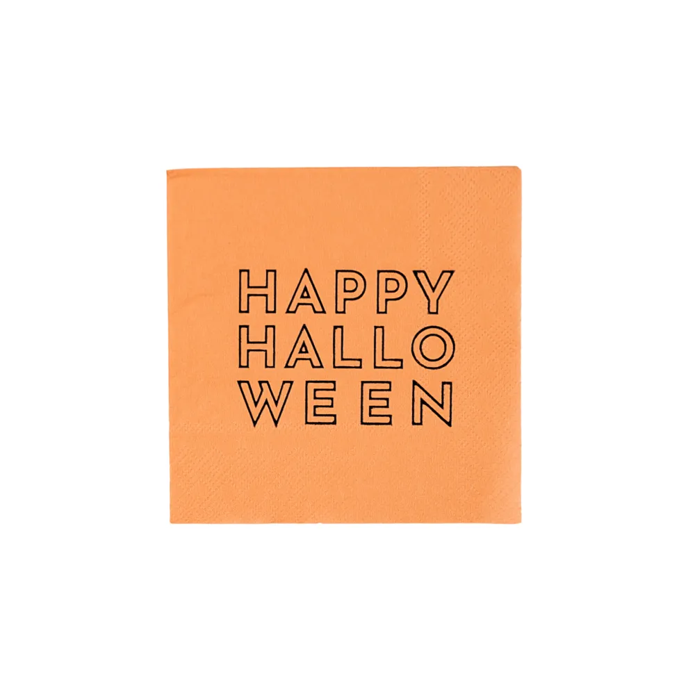 Best Bonjour Fete Happy Halloween Orange Cocktail Napkins