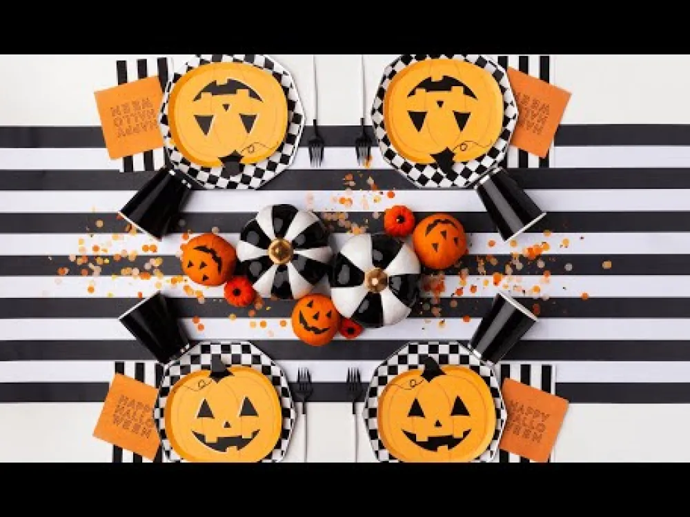 Best Bonjour Fete Happy Halloween Orange Cocktail Napkins
