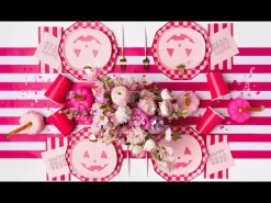 Hot Bonjour Fete Happy Halloween Pink Cocktail Napkins